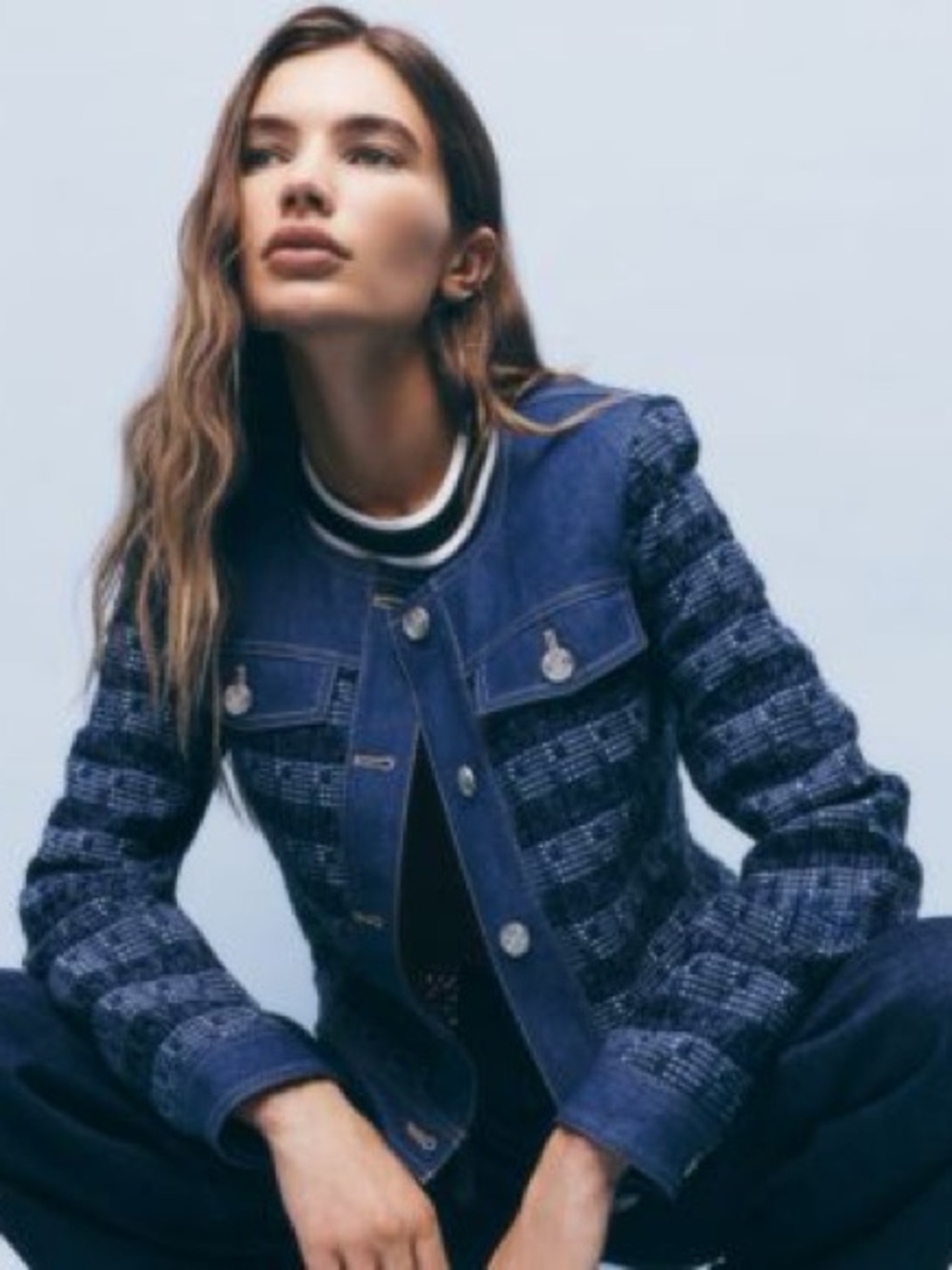 Women's - Blue Tweed Mix Blazer/Jacket